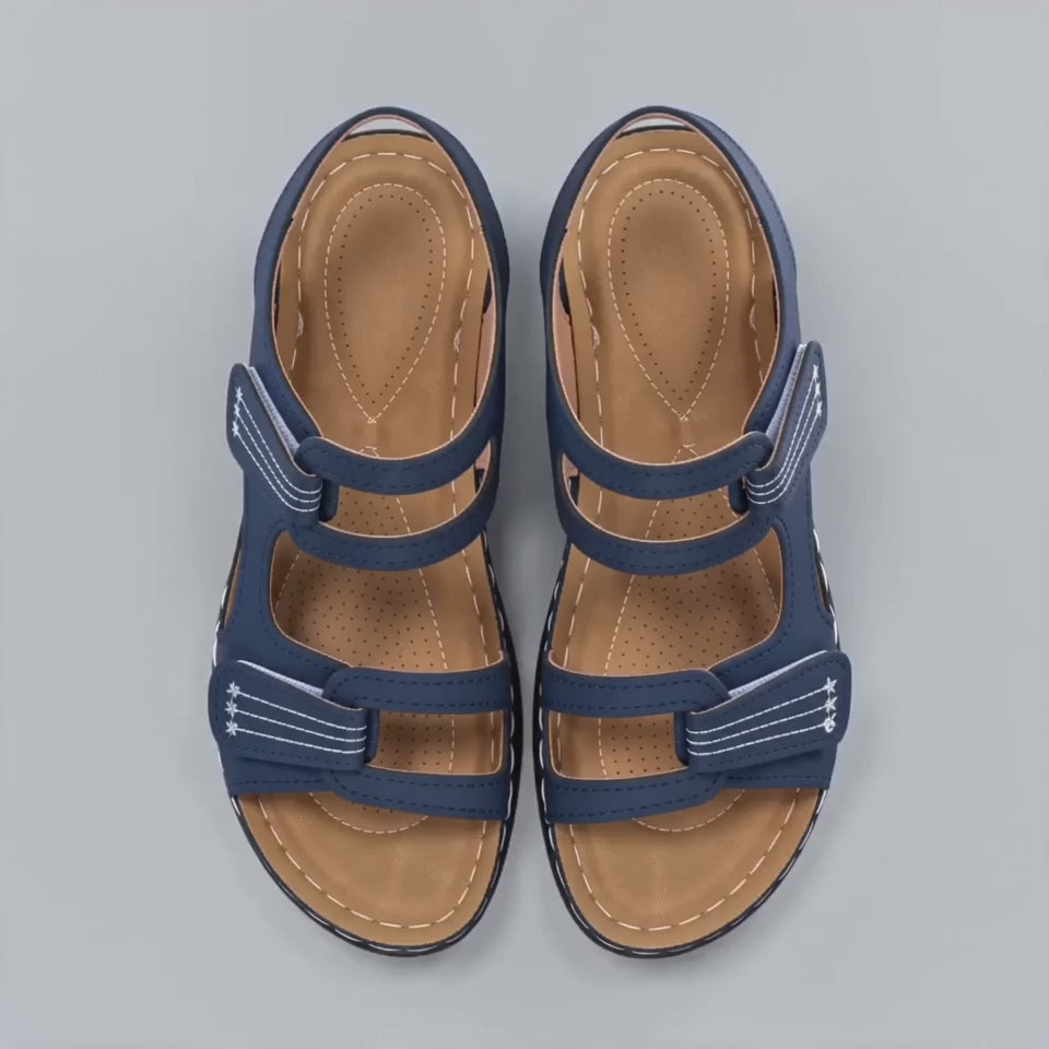 Load video: Women's orthopedic sandals with thick, comfortable, and soft soles